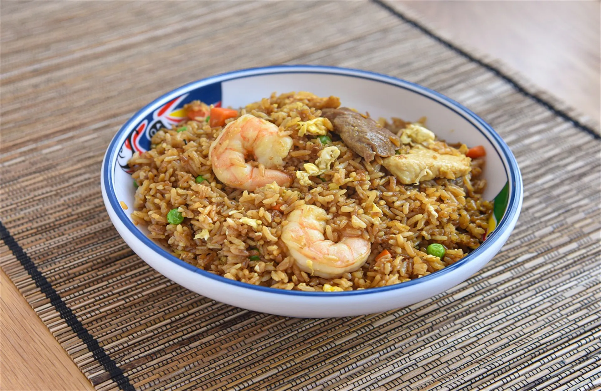 Fried rice with shrimp and beef at Hot Wok, a Chinese Restaurant in Niles